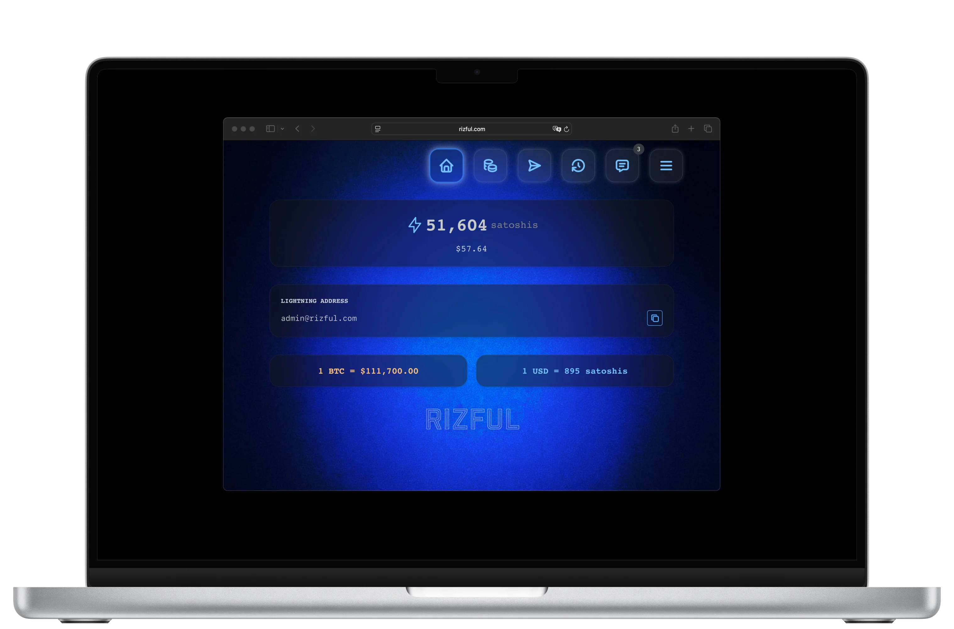 Rizful app on laptop