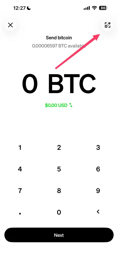 Cash App step 5: Tap the QR scanner