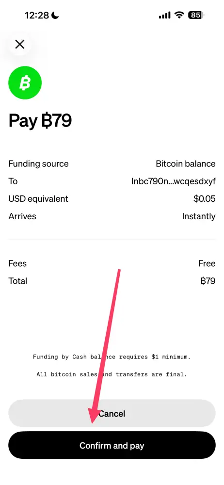 Cash App step 7: Confirm and pay