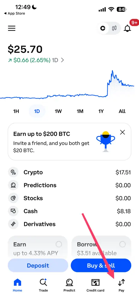 Coinbase step 2: Tap Pay