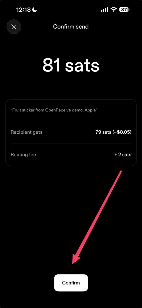 Strike step 5: Confirm the payment