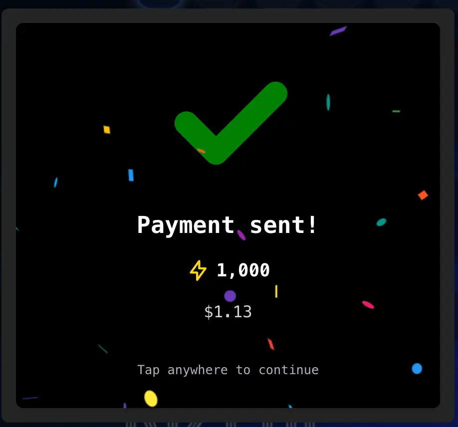 Rizful step 4: Rizful confirms the payment was sent