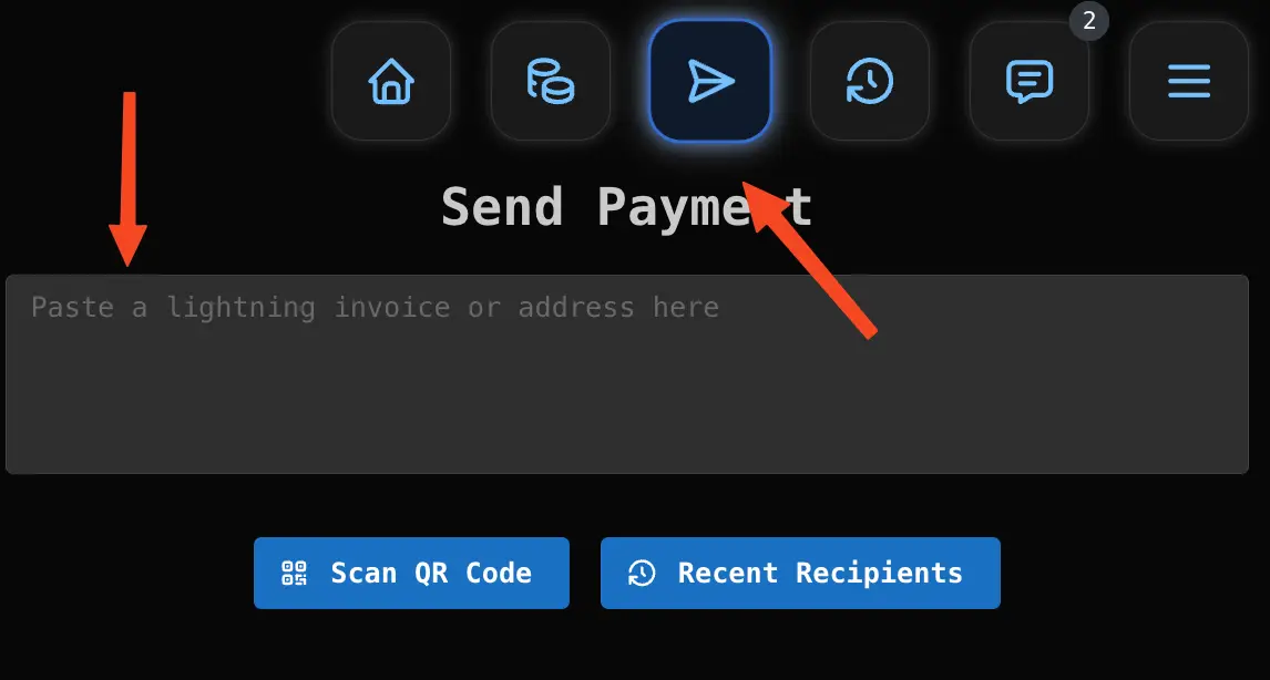 Rizful step 2: Tap Send and paste the invoice text